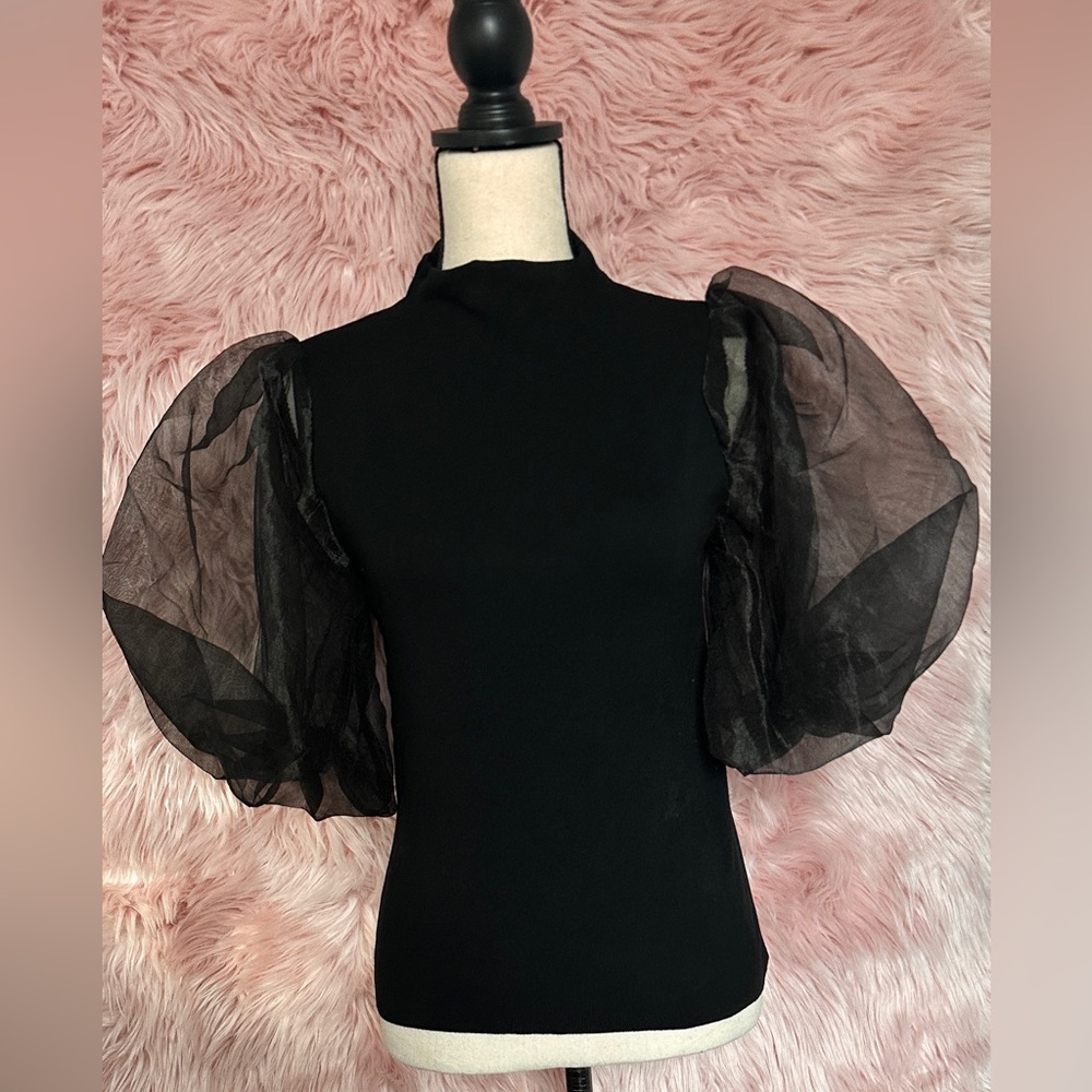 Missguided sheer puff sleeve top